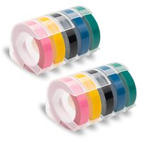 Pristar Replacement Embossing Label Tape Compatible for DYMO Embossing Xpress Label Maker, 3D Plastic Labels Self-Adhesive Black/Pink/Yellow/Lake Blue/Lake Green, 3/8 Inch x 9.8 Feet, 10-Pack