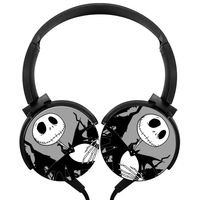 BEKAI Halloween Jac-k Skeleton Art Over-Ear Heavy Bass Surround Sound Cable Headphones for Gaming/Music Black