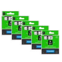 Replace Dymo D1 Labels Tape 45010 S0720500, Black on Clear, 5Pack Ink Refill,1/2 Inch(12mm) W x 23 Feet(7m) L, Labeling Tape Compatible for DYMO LabelManager PnP 260P 210D 280 420 160 450D Label Maker