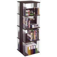 Atlantic Typhoon Media Spinner Unit - Fully Rotates 360 Degrees on a Ball Bearing Base, Holds 216 CDs, 144 DVDs, 4 Fixed Shelves, PN82635716 in Espresso