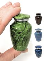 Lacerta Green Small Aluminum Keepsake Cremation Urn | Choose From 4 Unique Colors | Mini Metal Sharing Personal Funeral Urn for Pet or Human Ashes | Create Your Own Assortment
