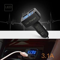 3.1A Dual USB Car Charger Cigarette Lighter with Blue LED Display Displays Voltage Compatible with iPhone iPad Samsung Most Android/Windows Smart Cell Phones GPS Tablets, and Other USB-charged Devices
