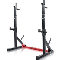 Vanswe Multi-Function Barbell Rack 550LBS Capacity Dip Stand Home Gym Fitness Adjustable Squat Rack Weight Lifting Bench Press Dipping Station (Black/Red)