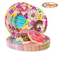 Donut Time Dinner Plates- 30pack Disposable Donut Theme Paper Plates Donut Birthday Party Supplies for Appetizer, Lunch, Dinner, and Dessert, Kids Birthdays (Plates)