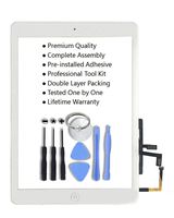 iPad 5 iPad Air 1st Model A1474 A1475 Digitizer Replacement Screen Replacement Glass Replacement Kit - Includes Home Button Camera Holder Pre Installed Adhesive Stickers and Professional Tools (White)