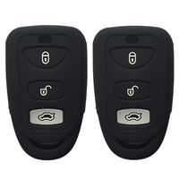 Pack of 2 Black 3 Buttons Silicone Key Fob Case Covers Jacket Key Skin fit for Kia Hyundai