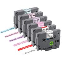 6Pk Replace Brother TZe-231 TZe-435 TZe-MQP35 MQF31 MQE31 MQ531 (White/Red/Berry Pink/Pastel Purple/Pink/Blue) TZ Tape 12mm 0.47 Laminated Label Tape for Brother PT-D210 PT-D200 PT-H110