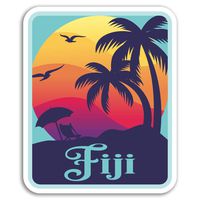 2 x 10cm Fiji Vinyl Stickers - Sunset Cool Travel Sticker Laptop Luggage #18178 (10cm Tall)