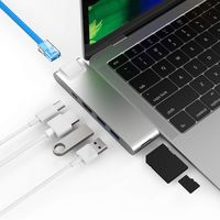Sinstar 7-in-2 Type C Combo Hub USB C Adapter Compatible Macbook Air 2018/MacBook Pro 2016-2019,Thunderbolt 3 40gb/s,USB-C Power Delivery,Gigabit Ethernet,SD/TF Card Reader,HDMI 4K@30Hz,USB 3.1(Silver