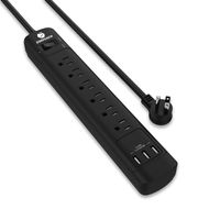 ZOOMACH Surge Protector Power Strip with USB Charging Ports and 5 Ft Extension Cord, Multi Outlet Power Strip with 2100 Joule, 1875W/15A (B-6Outlet, Black)