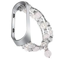 Strap Bracelet For Xiaomi Mi Band 4 Miband 3/4 Replacement Band, ASTVSHOP Bead String Wrist Strap Wristband Smart Watch Band Watchband Accessories Adjustable for Mi Band 3 (14cm x 3.2 cm x 2cm, White)