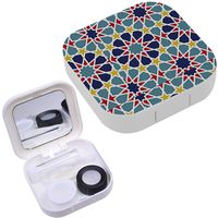 Portable Contact Lens Case Box Travel Kit Mirror + Bottle + Tweezers Container Holder [ Arabesque Editable ]