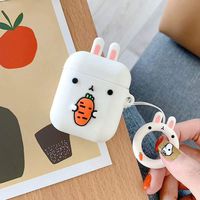 BONTOUJOUR AirPods Case, Super Cute Creative Fun Animals Shape TPU Silicone Cover Protective Skin for Apple AirPods 1&2-White Rabbit