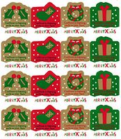 LSW Set of 120 Merry Christmas Holly, Stocking, Wreath, Present Holiday Stickers
