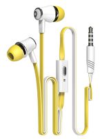 New Fashion Candy Color Original Earphones with Microphone Super Bass Noodle Line Earbuds Headphones Headset For iphone 6 6s Xiaomi Smartphone (Yellow)