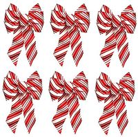Holiday Trim 6146 8.5" x 14" Red & White Stripe Wired Christmas Bow - Quantity 6