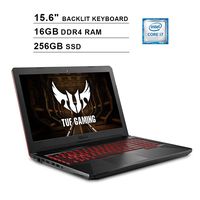 Asus 2019 FX504 15.6 Inch FHD TUF Gaming Laptop (Intel 6-Core i7-8750H up to 4.1 GHz, 16GB RAM, 256GB SSD, GeForce GTX 1050 Ti, Backlit Keyboard, WiFi, Bluetooth, HDMI, Windows 10)