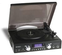 Jensen 3-Speed Stereo Turntable with MP3 Encoding and AM/FM Stereo - JTA-450 (Black) (Discontinued by Manufacturer)