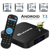 EVANPO Android 7.1 Smart TV Box Quad Core CPU 2GB 16GB with 3D/4K/2.4GHz WiFi/H.265 Google TV Box Android TV Player Media Box