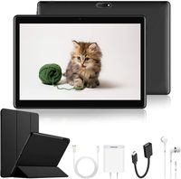 Android Tablet 10.1 Inch with Dual SIM IPS/HD, 2GB RAM 32GB Battery 6500mAh, 4G Android 7.1 Tablet PC Quad-Core Dual Camera, Mediapad WIFI/Bluetooth/GPS/OTG (Black)