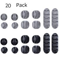 20 Pieces Cable Holders Adhesive Silicone Cable Clips Desk Cable Management cable tidy Wire Holder cable organisers for TV PC Laptop Home Office, Black and Grey