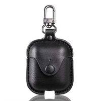 Lybauri Airpods Leather Case with Strap Kit and Keychain Accessories, Full Protective Airpod Case for Apple Airpods Charging Case (Black)