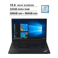 Lenovo ThinkPad E590 15.6 Inch FHD 1080P Business Laptop (Intel 4-Core i5-8265U up to 3.9 GHz, 32GB DDR4 RAM, 256GB SSD (Boot) + 500GB HDD, Intel UHD 620, WiFi, Bluetooth, HDMI, Windows 10 Pro)
