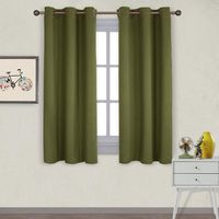 NICETOWN Window Decoration Thermal Insulated Solid Grommet Blackout Curtains/Drapes for Living Room (1 Pair, 42 by 63 inches, Olive Green)