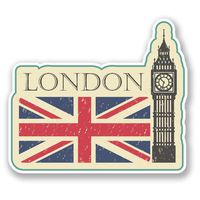 2 x 10cm/100mm London Big Ben Vinyl SELF ADHESIVE STICKER Decal Laptop Travel Luggage Car iPad Sign Fun #4213