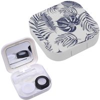 Portable Contact Lens Case Box Travel Kit Mirror + Bottle + Tweezers Container Holder [ Leaves ]