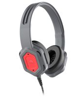 Brenthaven Edge Rugged Over Ear Headphone with Durable Ear Pads, Twistable, Unbreakable Headband for K-12 Students, Teachers and Kids - Gray/Red, Chew Proof Cord