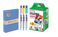 Premium Fujifilm Instax Mini Twin Packs Camera Film & Blue Photo Album [20 Total Pictures] | Bonus 3 Posca Pens [Blue - Pink - Yellow] For Writing, Drawing & Decorating | Create Nostalgic Memories