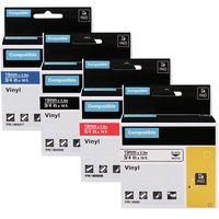Replace Dymo 18445 1805436 1805422 1805417 Permanent Vinyl Label Tapes Industrial Rhino Labels 3/4 Inch, for RhinoPro 4200 5200 Label Printers, Black on White,White on Red/Black/Blue,4 Cartridges