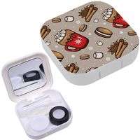 Portable Contact Lens Case Box Travel Kit Mirror + Bottle + Tweezers Container Holder [ Spicy Hot Chocolate Red Cup ]
