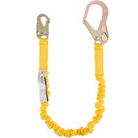 WELKFORDER Single Leg 6-Foot Fall Protection Internal Shock Absorbing Stretchable Safety Lanyard with Snap & Rebar Hook Connectors ANSI Complaint