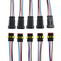 MUYI 5 Kit 3 Pin Way 18 AWG Waterproof Connector Wire 1.5mm Series Terminal Connector Plug Black