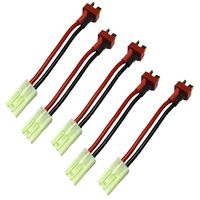 Yiqigou 5-Pack Deans T Plug Male Connector to Small Mini Tamiya Plug Female Connector Adapter Lead with 10CM 14AWG Silicone Wire