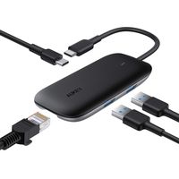 AUKEY USB C Hub Ethernet Adapter (4 in 1) with 2 USB 3.0 Ports, USB-C Data Port and Ethernet Port USB Type C Hub Compatible with MacBook Pro 2019/2018, Chromebook Pixel and More