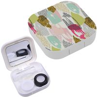Portable Contact Lens Case Box Travel Kit Mirror + Bottle + Tweezers Container Holder [ Pattern Design ]