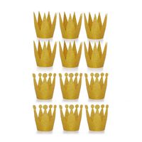 Amy Basic (12 Pcs Gold Birthday Crown Hats for Birthday , Party and Wedding Anniversary.