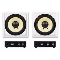 Acoustic Audio HD-S10 in Wall 10" Home Theater Passive Subwoofers 2 Speaker and 2 Amplifier Set