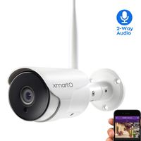 xmartO XMARTO 1080P Full HD Wireless Security Camera, Two-Way Audio, WiFi IP Home Surveillance Bullet Camera with Night Vision, Remote Access, IP65 Weather-Resistant, Motion Detection Alert