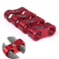 8AN Hose Separator Clamp Aluminum Fuel Line Mounting Divider Hose Fitting Adapter Fit for 1/2 Fuel Line, Oil Line, Brake Line, Water Pipe and Gas Line,Red,4pcs