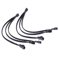 WinnerEco 4 pin PWM Fan Cable 1 to 3 Ways Splitter Black Sleeved Extension Cable