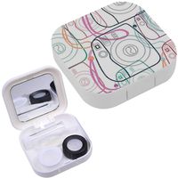 Portable Contact Lens Case Box Travel Kit Mirror + Bottle + Tweezers Container Holder [ Trendy Instant Camera ]