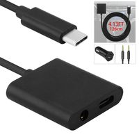 Geekria Type-C 2 in 1 Headphone Jack Adapter, Digital Audio Charger Adapter, Car USB-C Charger/Digital Audio with DAC + PD Fast Charging/Type C Male to 3.5mm, USB C Female Converter (4FT)