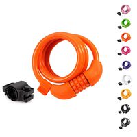 Titanker Bike Lock Cable, 4 Feet Bike Cable Basic Self Coiling Resettable Combination Cable Bike Locks with Complimentary Mounting Bracket, 4 Feet x 1/2 Inch (Orange)