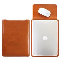 Eleoption Microfiber Soft Leather Laptop Sleeve Slim Case Cover Integrated Mousepad for MacBook 12", MacBook 11.6", MacBook 13.3", MacBook 15.5" (13.3 inch, Brown)