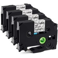 4-Pack Replace TZe-231 TZe-131 TZe Laminated Tapes 12mm 0.47 Inch Black on White/Clear Label Tape Compatible with Brother P-Touch Label Makers PTD210 D400 D600, 8M 26.2Feet