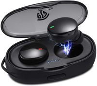 Bluetooth 5.0 TWS Wireless Earbuds with 【Wireless Charging Case】 IPX7 Waterproof Stereo Headphones in-Ear Built-in Mic Headset Premium Sound with Deep Bass for Sport (Black,)